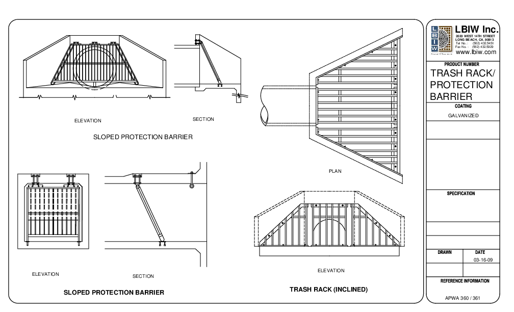 Trash Rack (Inclined) 3612 Long Beach Iron Works