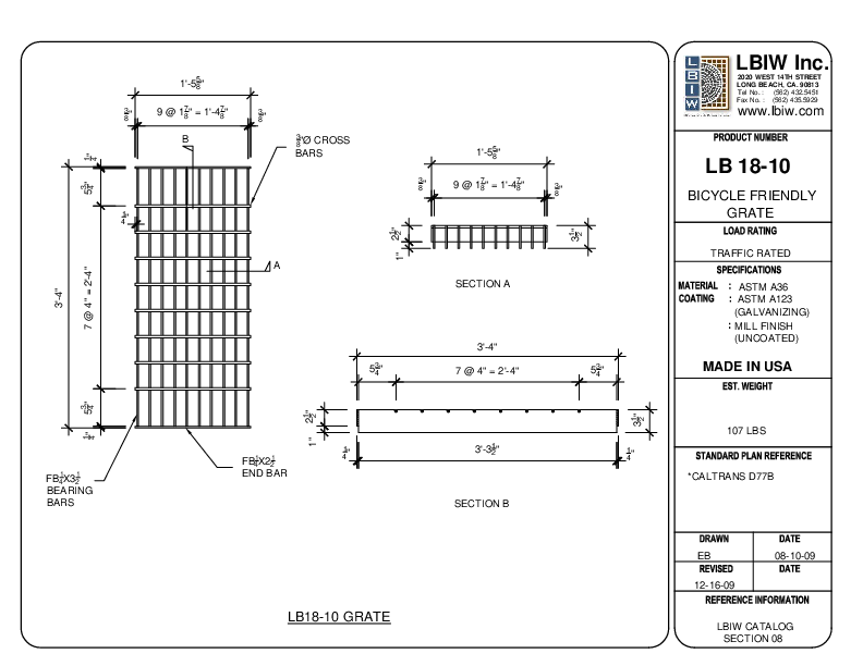 D77A Grate Details | Long Beach Iron Works